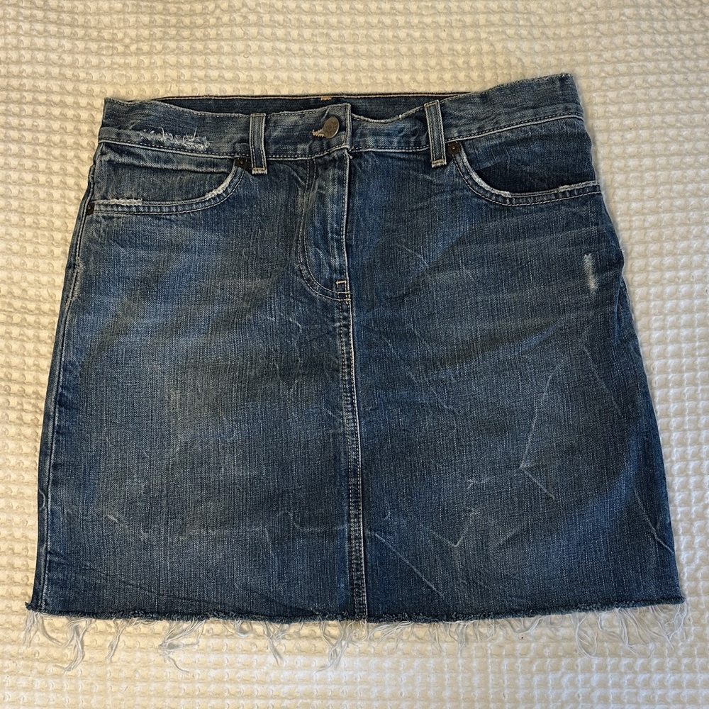 J. Crew Distressed Blue Denim Mini Skirt